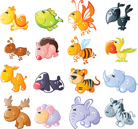 free vector Cute cartoon animals vector